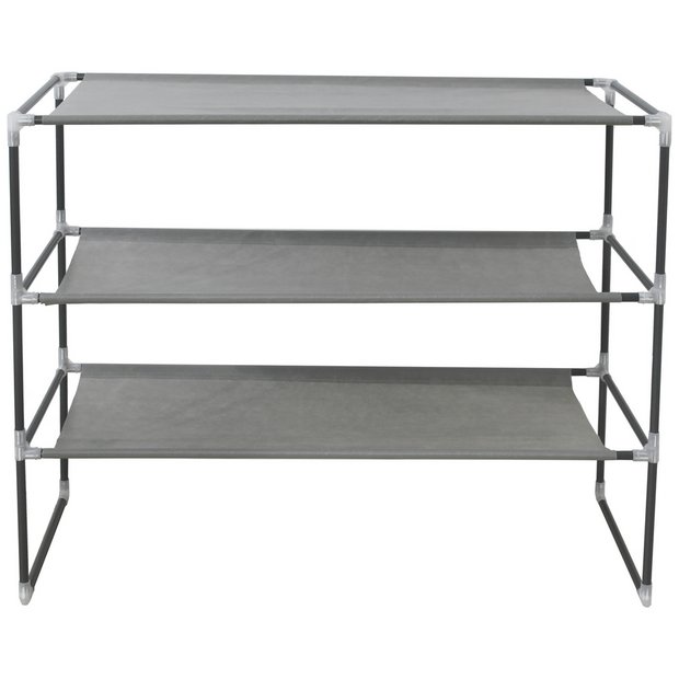 Buy HOME 3 Shelf Stackable Fabric Shoe Storage Rack Grey