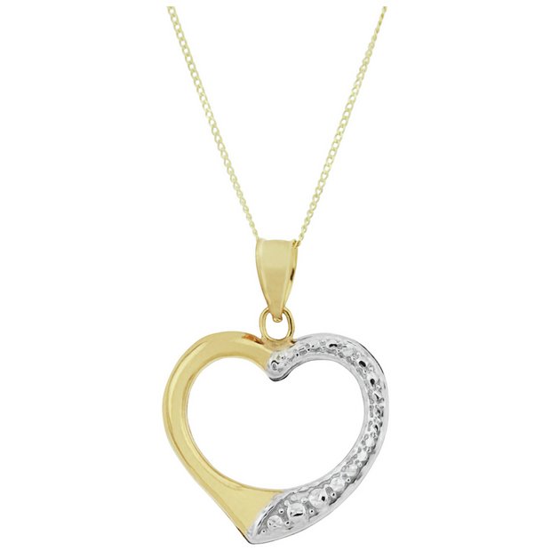 Buy Bracci 9ct Gold Two Tone Diamond Cut Open Heart Pendant Ladies