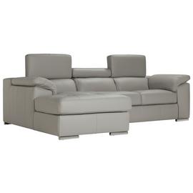 Argos Home Valencia Left Corner Leather Sofa - Light Grey