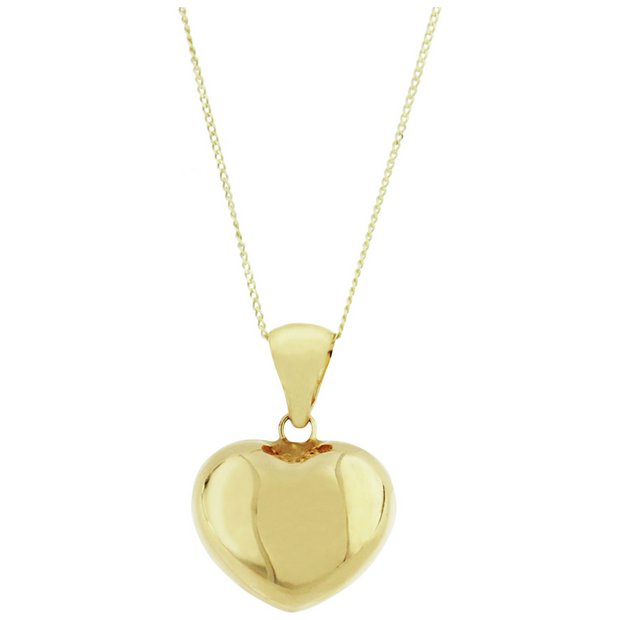 Buy Bracci 9ct Gold Solid Look Puffed Heart Pendant Necklace at Argos