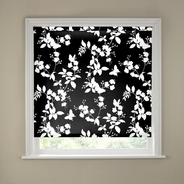 Buy 6ft Butterfly Blossom Black and White Roller Blind at Argos.co.uk