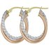 Bracci 9ct Gold Three Colour Twist Creole Earrings