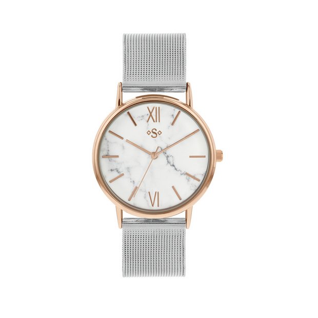 Silver mesh 2024 strap watch women's