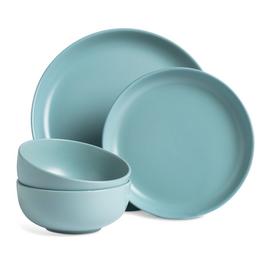 Habitat Matte Glaze 12 Piece Stoneware Dinner Set - Duck Egg