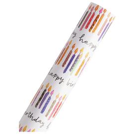 Argos Home Roll of Birthday Candle Wrapping Paper - 10m