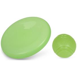 Petface Glow In The Dark Frisbee & Ball Dog Toy Bundle