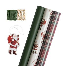 Argos Home 3 Roll Traditional Santa Wrapping Paper Set