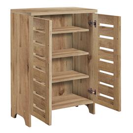 Argos Home Slatted 2 Door Shoe Storage Cabinet - Oak