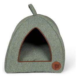 Petface Sage Herringbone Igloo Cat Bed-Medium