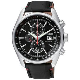 Citizen Men's Eco Drive Watch with Black Dial Analogue Display and Black Leather Strap CA0369-11E Best Price and Cheapest