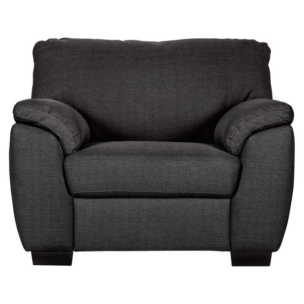 Buy Collection Milano Fabric 3 Seater Sofa and Chair - Charcoal at