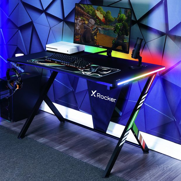 Virtuoso 'Horizon 5' Gaming Desk - White/Blue – Virtuoso Gaming