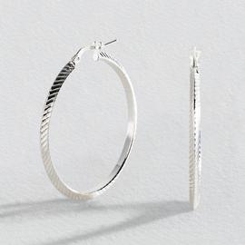Revere Sterling Silver Diamond-cut Hoop Earrings