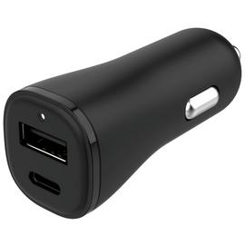 32W USB-A and USB-C Dual Port Car Charger - Black