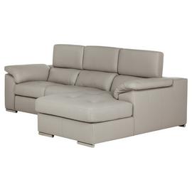 Argos Home Valencia Right Corner Leather Sofa - Light Grey