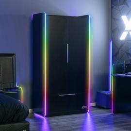 X Rocker Electra 2 Door Wardrobe with App Control LED-Black