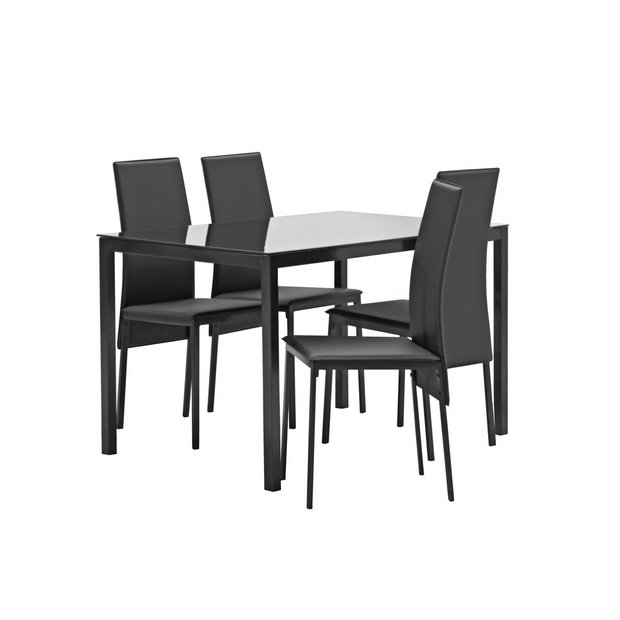 Buy Argos Home Lido Glass Dining Table 4 Black Chairs Dining