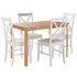 Rosa Oak Effect Dining Table & 4 White Cross Back Chairs
