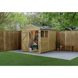 Forest Wooden Overlap Double Door Apex Shed 8 x 6ft