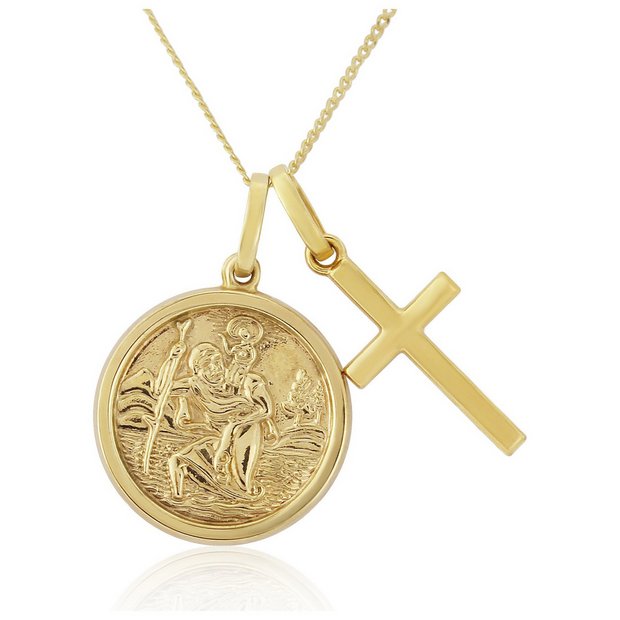 Buy 9ct Gold St Christopher and Cross Twin Pendant at Argos.co.uk