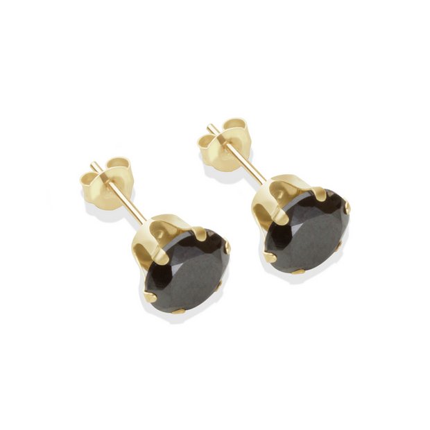 Buy 9ct Gold 7mm Black Cubic Zirconia Stud Earrings at Argos.co.uk