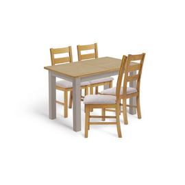 Argos Home Ashwell Ext Oak Dining Table & 4 Grey Chairs