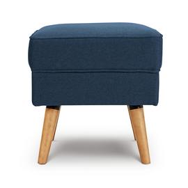 Habitat Callie Velvet Footstool - Petrol Blue