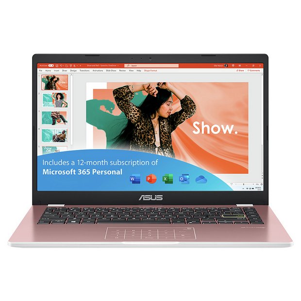 Buy ASUS E410 14in 4GB 128GB Laptop -Pink + Microsoft 365 Bundle