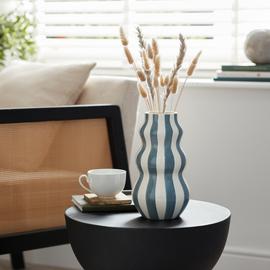 Habitat Hand Painted Stripe Vase - Blue