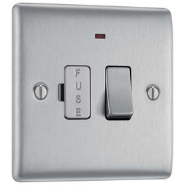 BG FCU & LED Single Switch - Brushed Stainless Steel