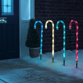 Argos Home Set of 4 Candy Cane Path Finder Lights - Multi