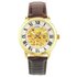 Rotary Mens Brown Leather Strap Gold Plated Skeleton Watch