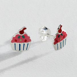 Revere Sterling Silver Cupcake Enamel Stud Earrings