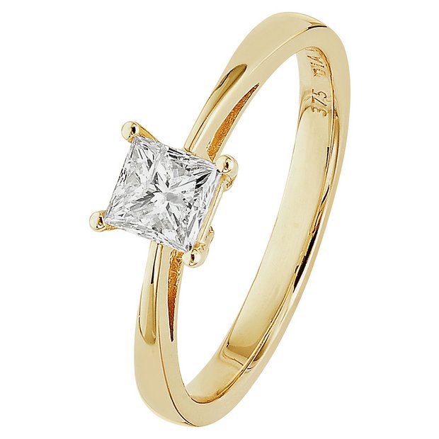 Buy Revere 9ct Gold 0.50ct Princess Cut Diamond Solitaire Ring at Argos