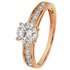 Revere 9ct Rose Gold Cubic Zirconia Solitaire Shoulder Ring