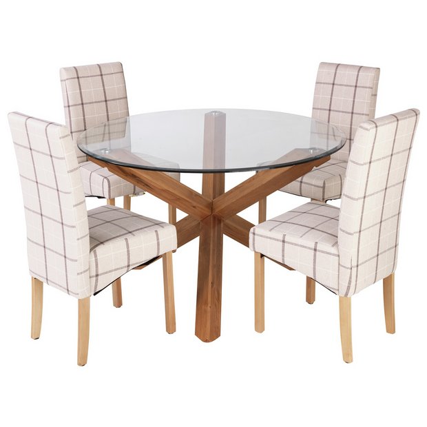 Buy Heart of House Oakington Round Glass Table & 4 Chairs-Check at