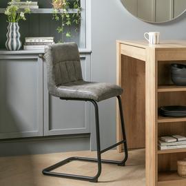 Argos Home Baylor Faux Leather Counter Bar Stool - Grey