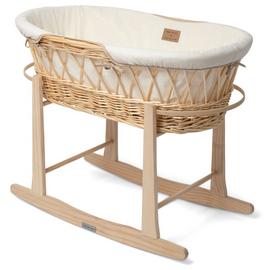 Clair de Lune Organic Wicker Moses Basket With Stand -Cream