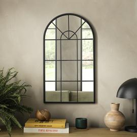 Habitat Black Window Arch Wall Mirror - 70x40cm
