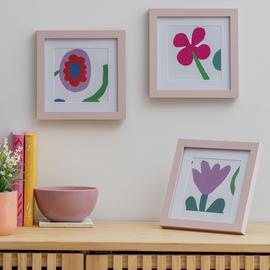 Habitat 3 Pack Pink Wooden Picture Frames - 4x4"