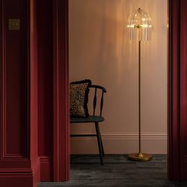 Habitat x Morris & Co. Glass & Brass Cloche Floor Lamp