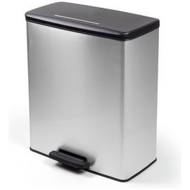 Curver 65 Litre Deco Pedal Recycling Bin - Silver