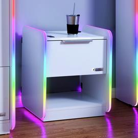 X Rocker Electra RGB Wireless Charging Bedside Table - White