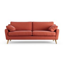 Habitat Ivor Fabric 4 Seater Sofa - Papaya - Ash Leg