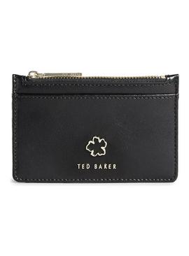 Ted Baker Flower Eyelet Zip Black Card Holder