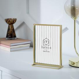 Habitat Gold Reeded Glass Metal Picture Frame on Stand -4x6"