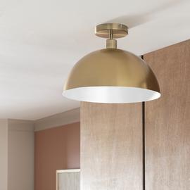 Habitat Steel Mushroom Flush Ceiling Light - Brushed Brass