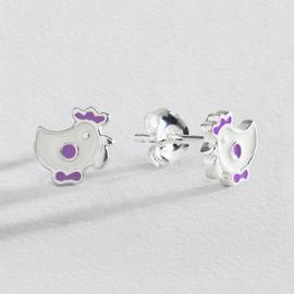 Revere Sterling Silver Enamel Chick Stud Earrings