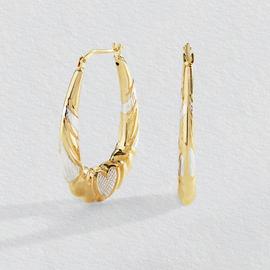 Revere 9ct Bonded Gold Two Tone Creole Earrings