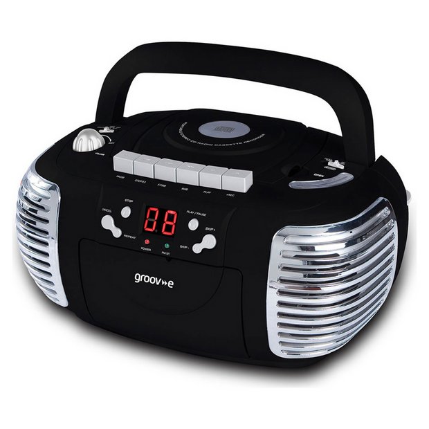 Buy Groove Retro Boombox CD/Cassette Player with Radio Black at